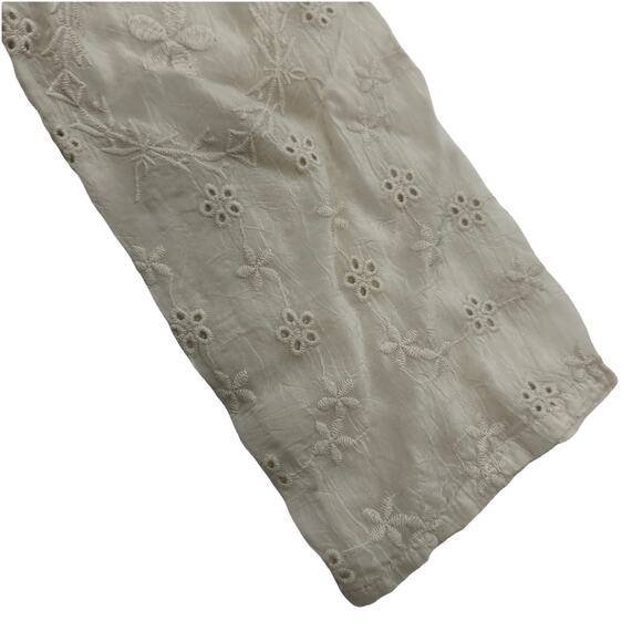 Johnny Was Embroidered Blouse Top Womens Small Beige Boxy Boho Cottagecore - Picture 8 of 14